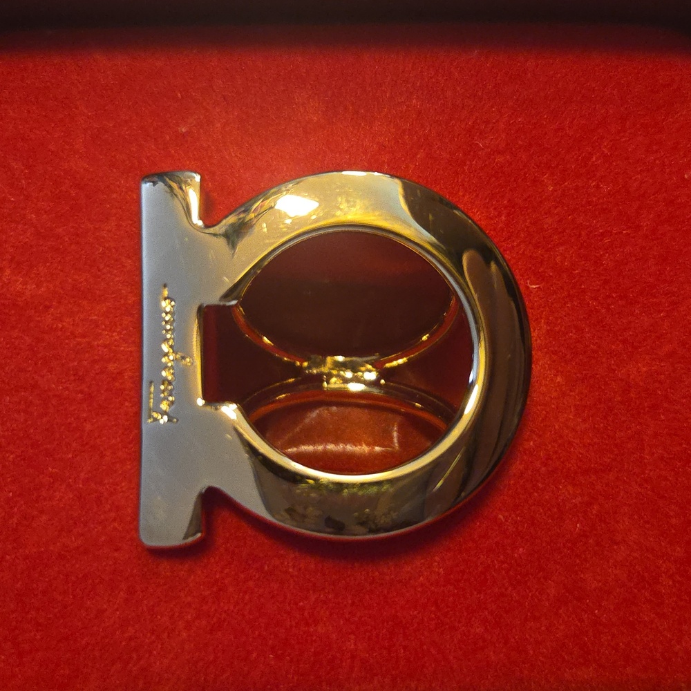 Salvatore Ferragamo Scarf Ring With Box And Dust Bag Gold Buckle with Pouch - Picture 10 of 16